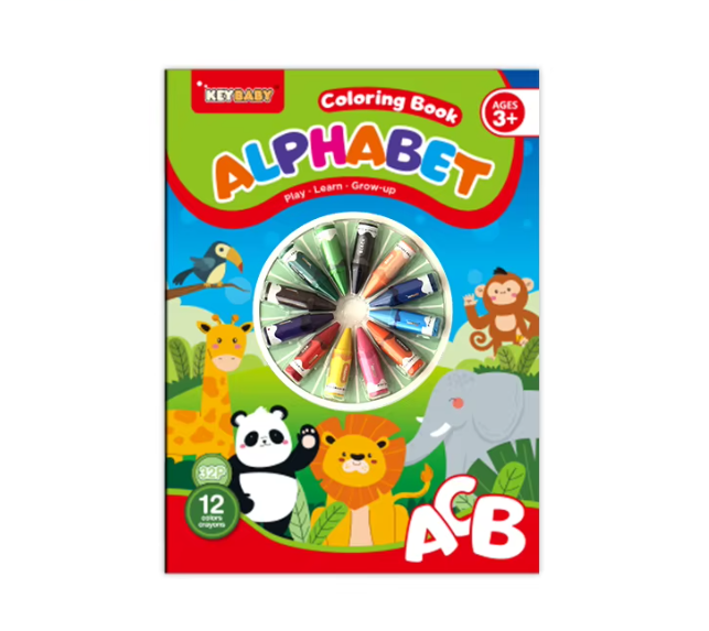 Carte de colorat cu 12 creioane incluse - Alfabet, 3 ani+