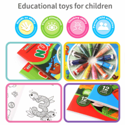 Carte de colorat cu 12 creioane incluse - Alfabet, 3 ani+