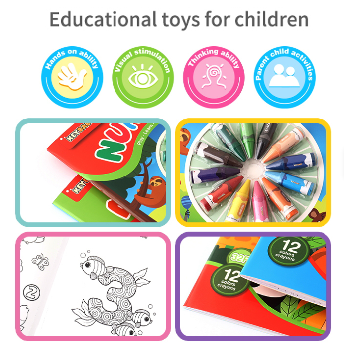 Carte de colorat cu 12 creioane incluse - Alfabet, 3 ani+