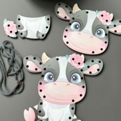 Joc de șnuruit, Vacuta, 3 ani, 14 cm 01