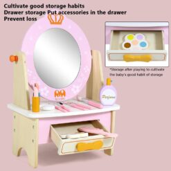 Jucarie educativa din lemn, Masuta de machiaj cu oglinda, 3 ani