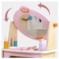 Jucarie educativa din lemn, Masuta de machiaj cu oglinda, 3 ani