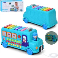 Jucarie interactiva, cu sunete si lumini, Autobuz albastru, 18 luni+ 002