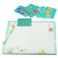 Puzzle din 2 piese, de feliat si tablita de scris, Fructe, 3 ani+