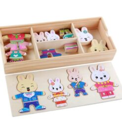 Puzzle educativ-Imbraca Familia Iepurasilor, 3 ANI 01