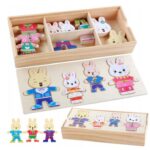 Puzzle educativ-Imbraca Familia Iepurasilor, 3 ANI