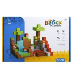 Set de constructie magnetic cu 146 de piese, 3 ani+, Minecraft