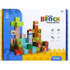 Set de constructie magnetic cu 75 de piese, 3 ani+, Minecraft