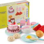 Set de gatit din lemn cu 15 accesorii pentru copii, Mic dejun, 3 ANI