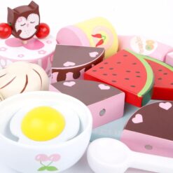 Set de gatit din lemn cu 15 accesorii pentru copii, Mic dejun, 3 ANI 01