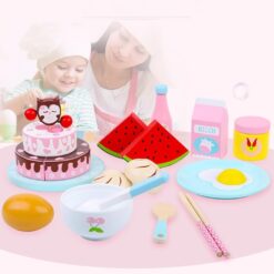 Set de gatit din lemn cu 15 accesorii pentru copii, Mic dejun, 3 ANI 01